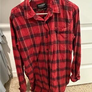 PacSun Men's Red and Black Plaid Shirt